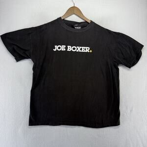 Vintage Joe Boxer Shirt Men's XL Black Boxy Single Stitch Faded Spellout 90s